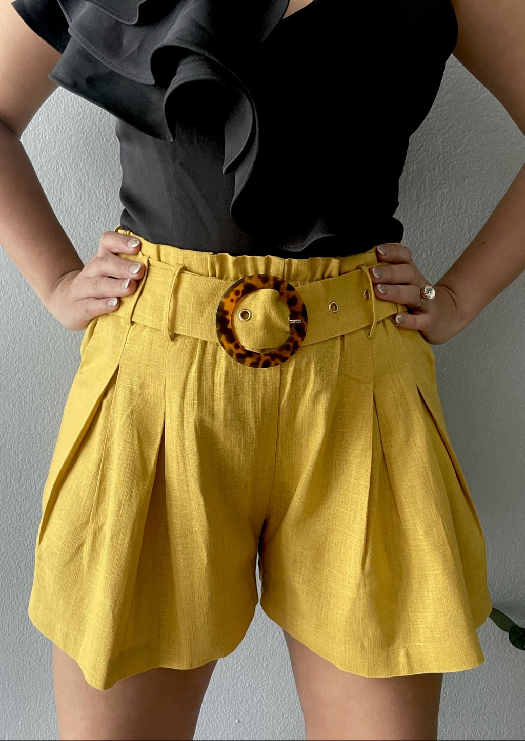 Mustard Pleated Short