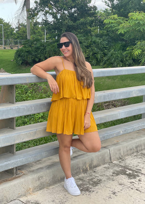 Mustard Pleated Romper