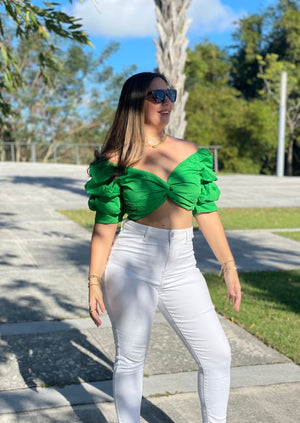 Emerald Green Puff Sleeve Top